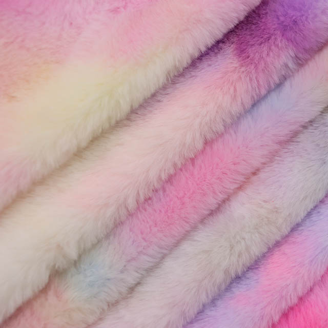 Wholesale 100% Polyester Custom Color Jacquard Strip Tie Dyeing Printing Faux fur Fabric For Winter Slipper/Coat